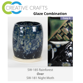 Rainforest SW185 over Night Moth SW181 Stoneware Glaze Combination Rainforest SW185 over Night Moth SW181 Stoneware Glaze Combination